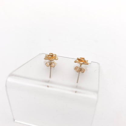 9ct Yellow Gold Small Solid Textured Flower Stud Earrings