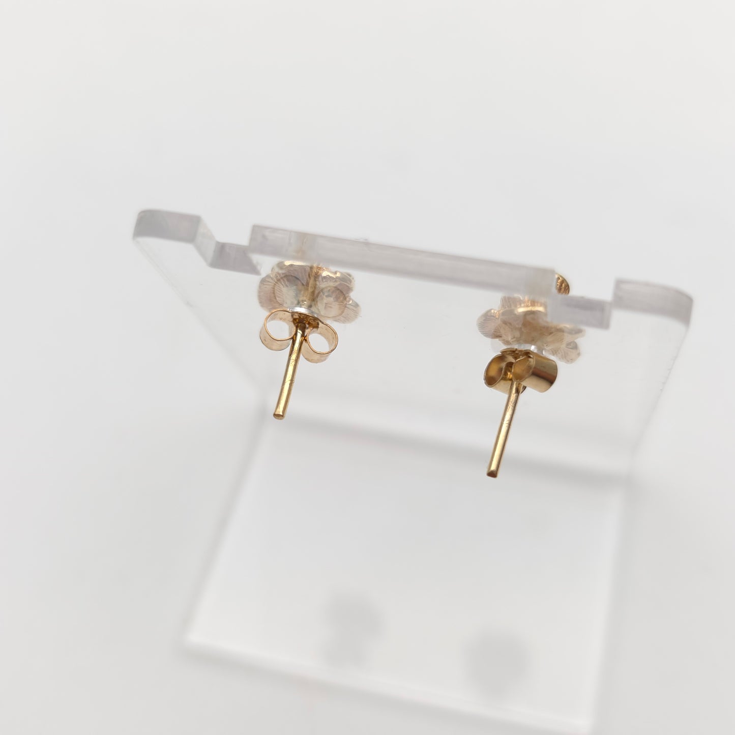 9ct Yellow Gold Small Solid Textured Flower Stud Earrings