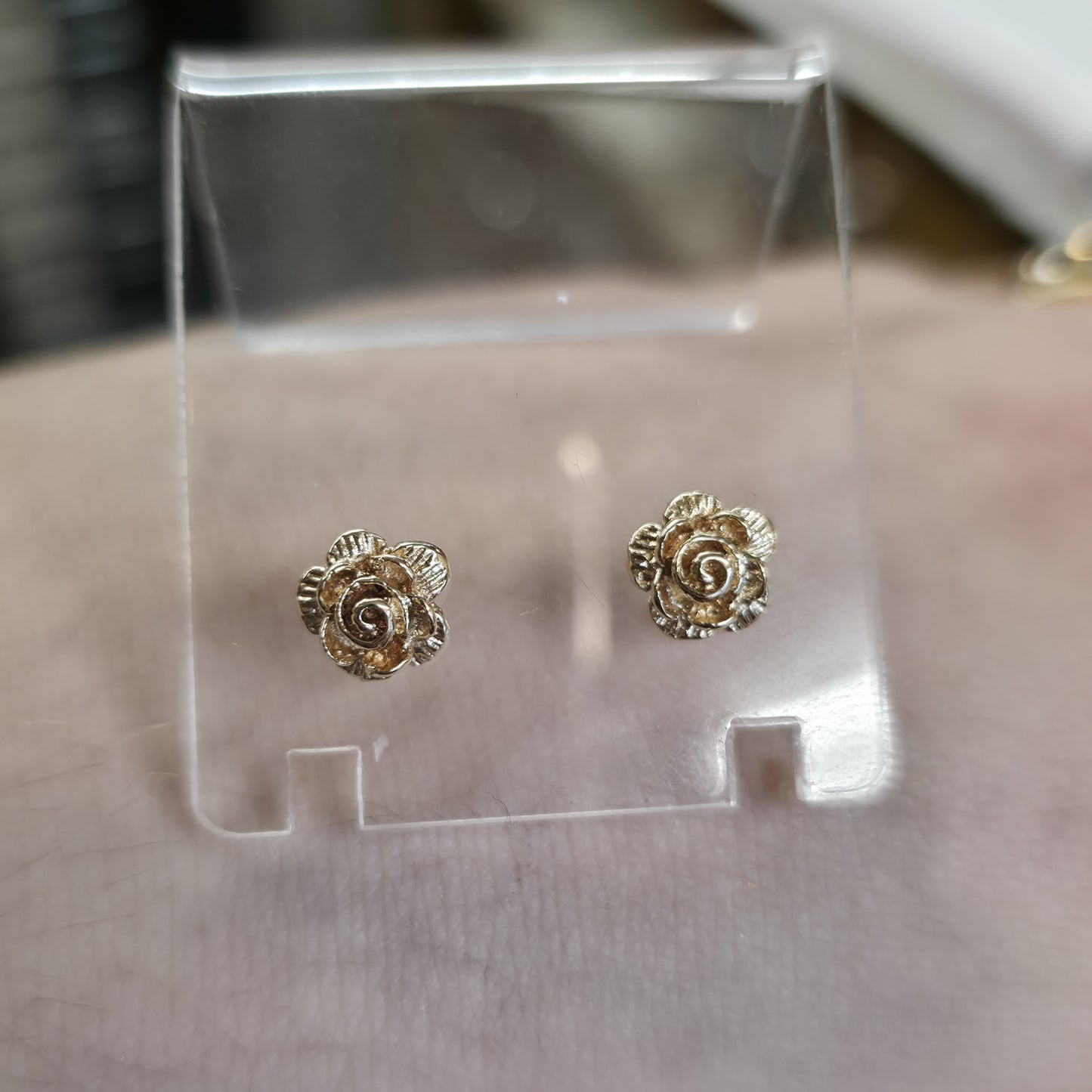 9ct Yellow Gold Small Solid Textured Flower Stud Earrings