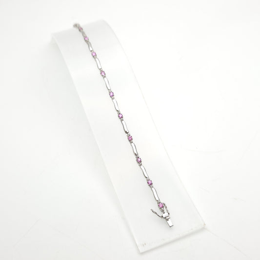 9ct White Gold Pink Sapphire and Diamond Bracelet