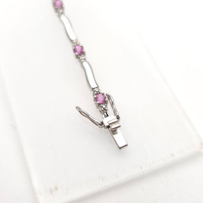 9ct White Gold Pink Sapphire and Diamond Bracelet