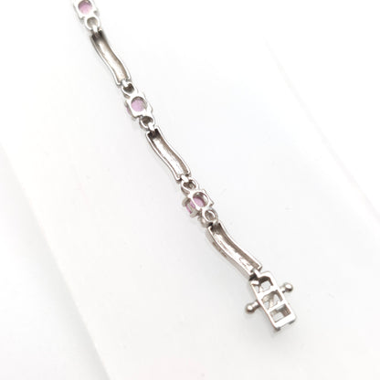 9ct White Gold Pink Sapphire and Diamond Bracelet