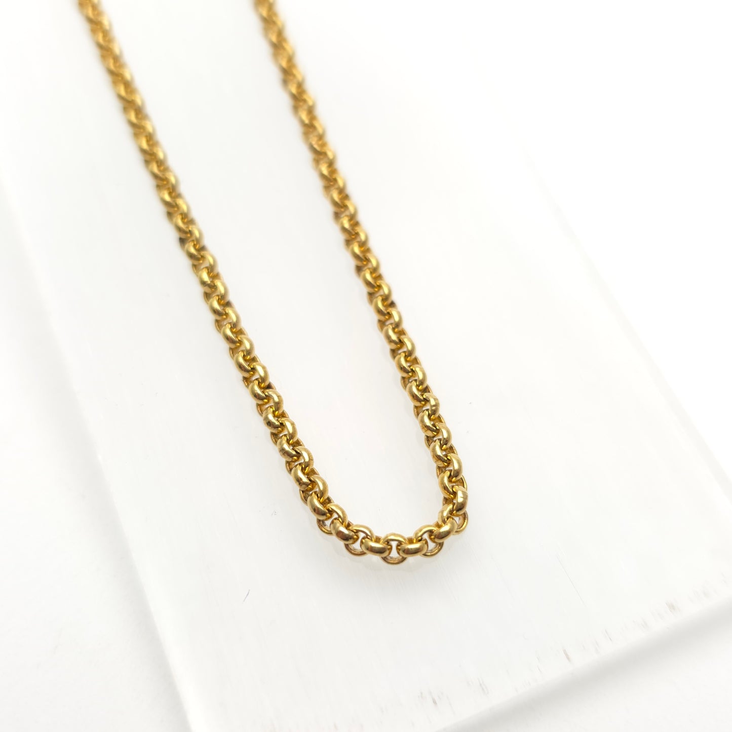 9ct Yellow Gold Vintage Close Round Link Belcher Chain 22 inch