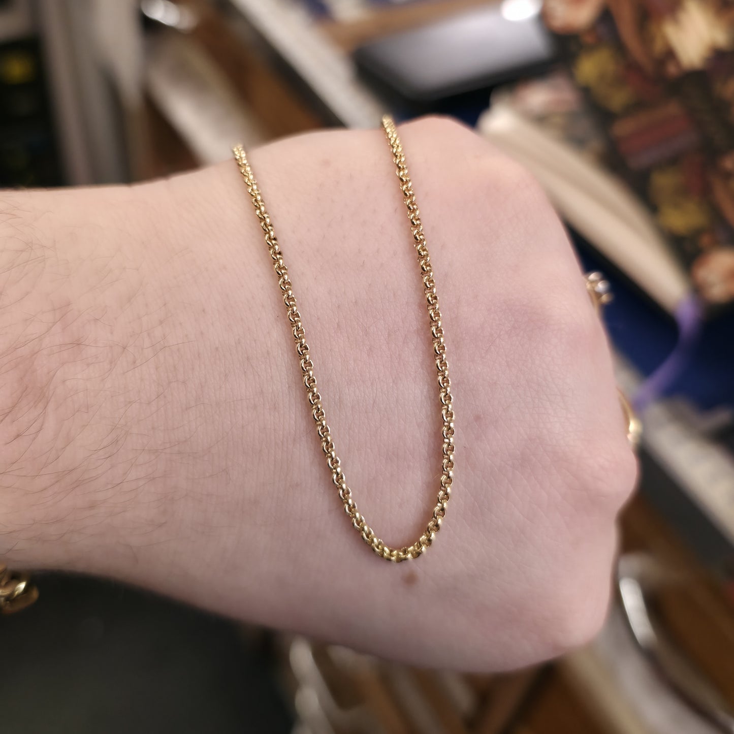 9ct Yellow Gold Vintage Close Round Link Belcher Chain 22 inch