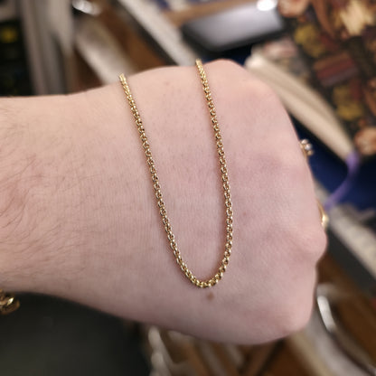 9ct Yellow Gold Vintage Close Round Link Belcher Chain 22 inch