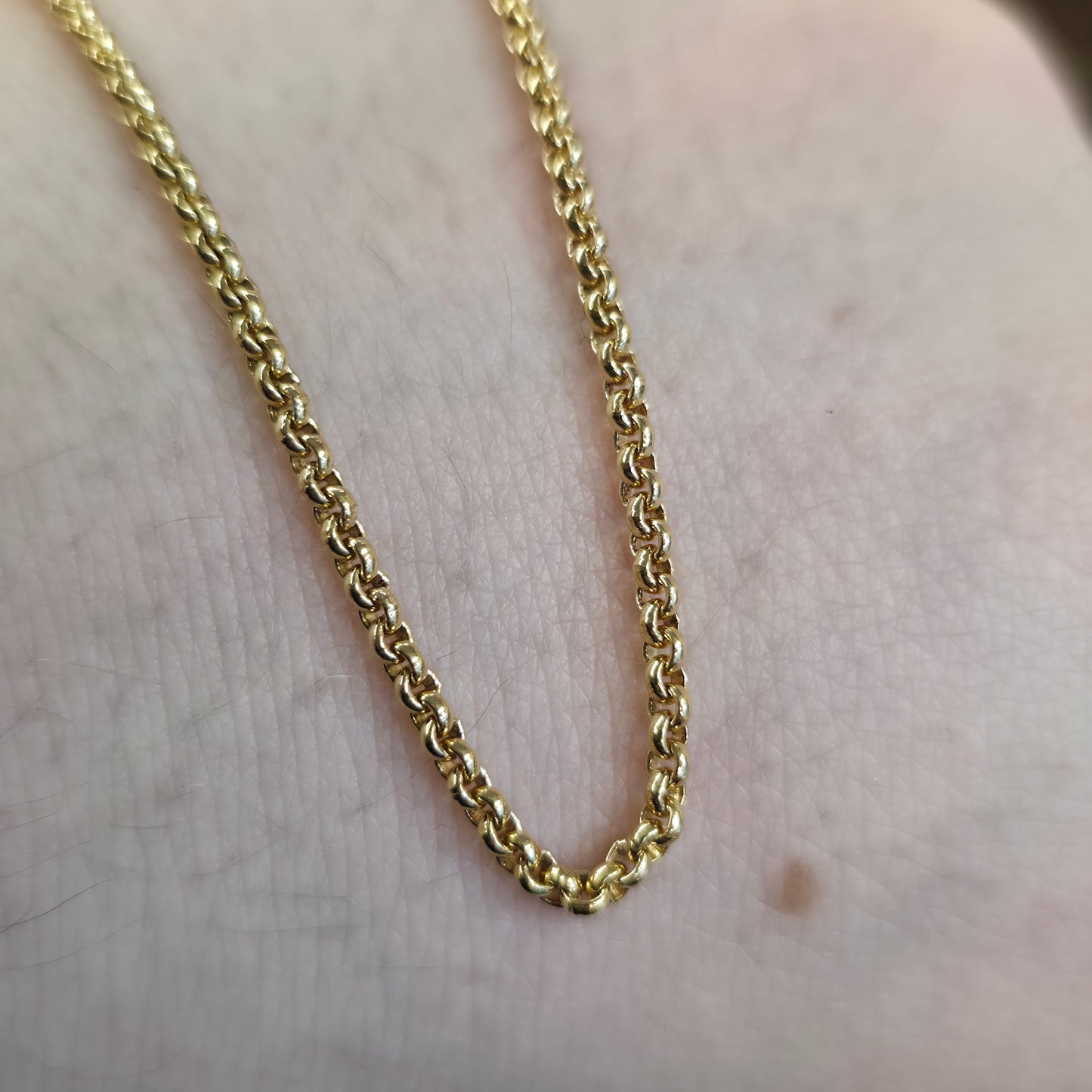 9ct Yellow Gold Vintage Close Round Link Belcher Chain 22 inch