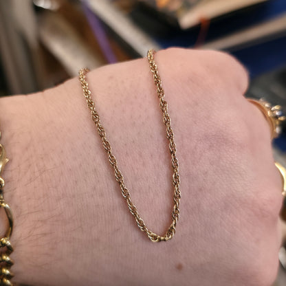 9ct Yellow Gold Prince Of Wales Twist Rope Chain 18 Inch