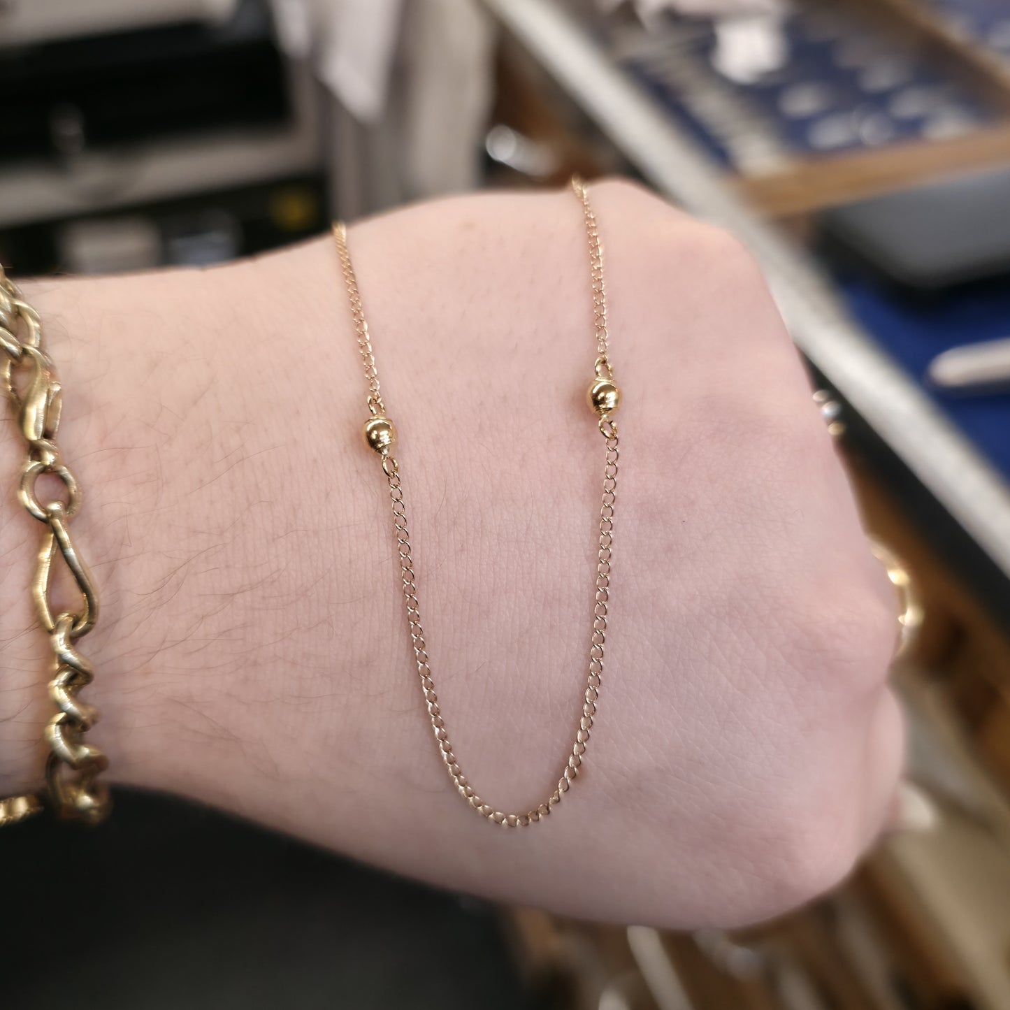 9ct Yellow Gold Ball Detail Station Style Chain Necklace