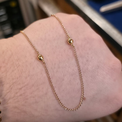 9ct Yellow Gold Ball Detail Station Style Chain Necklace