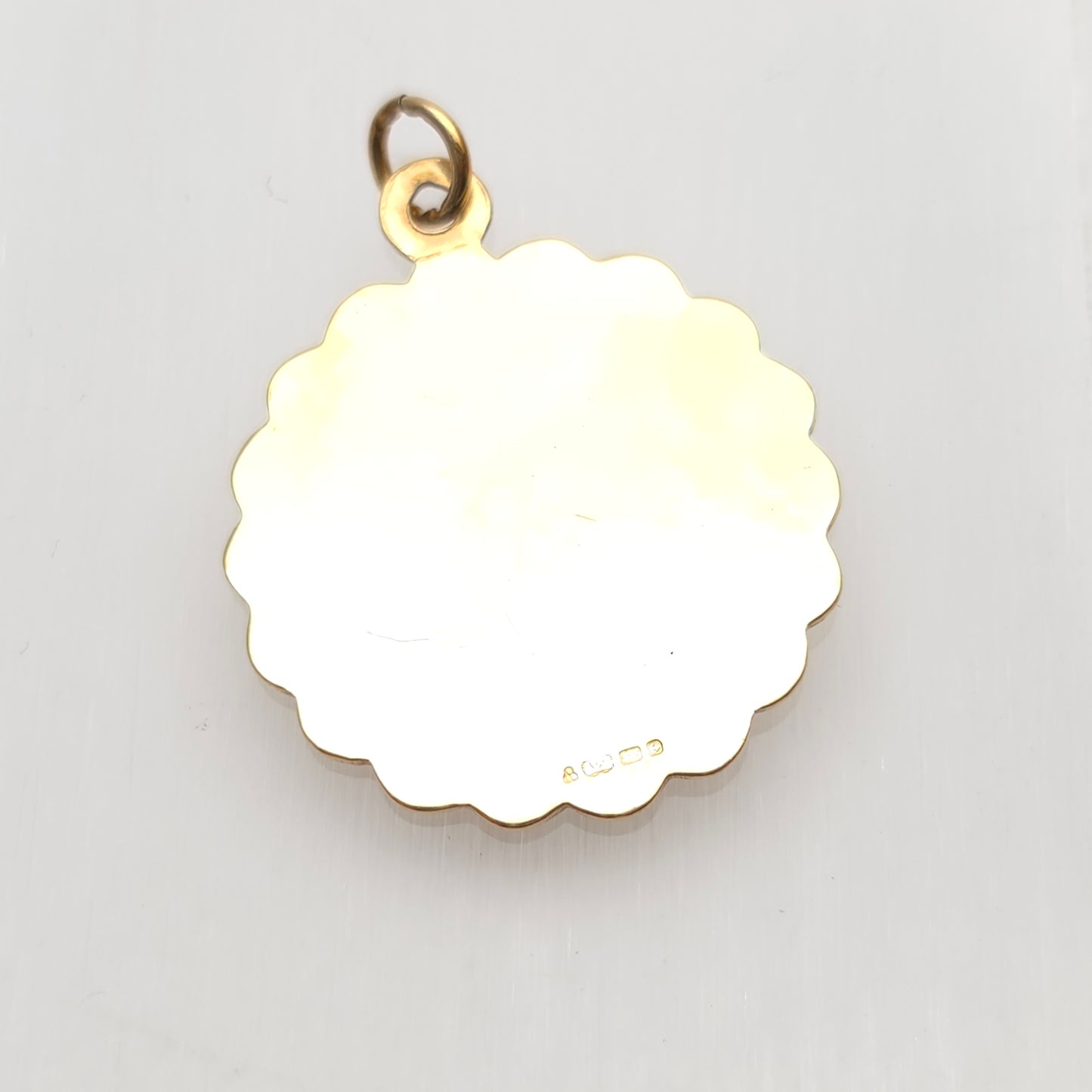 9ct Yellow Gold Large Scalloped Edge St. Christopher Pendant Piece / Charm