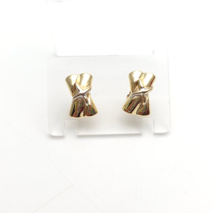 9ct Yellow Gold Chunky Double X 'Kiss' Stud Earrings