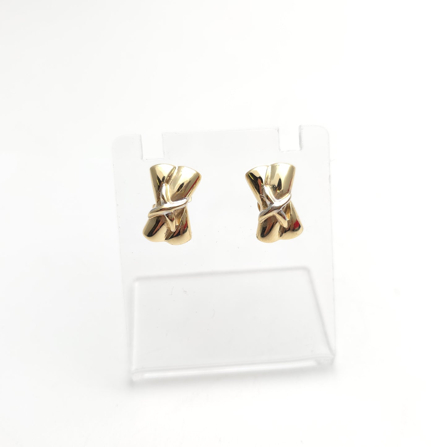 9ct Yellow Gold Chunky Double X 'Kiss' Stud Earrings