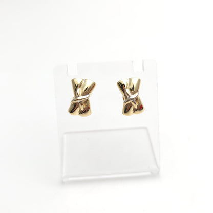 9ct Yellow Gold Chunky Double X 'Kiss' Stud Earrings