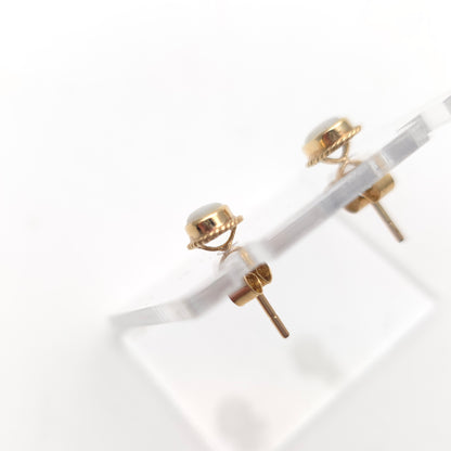 9ct Yellow Gold Small Oval Opal Stud Earrings