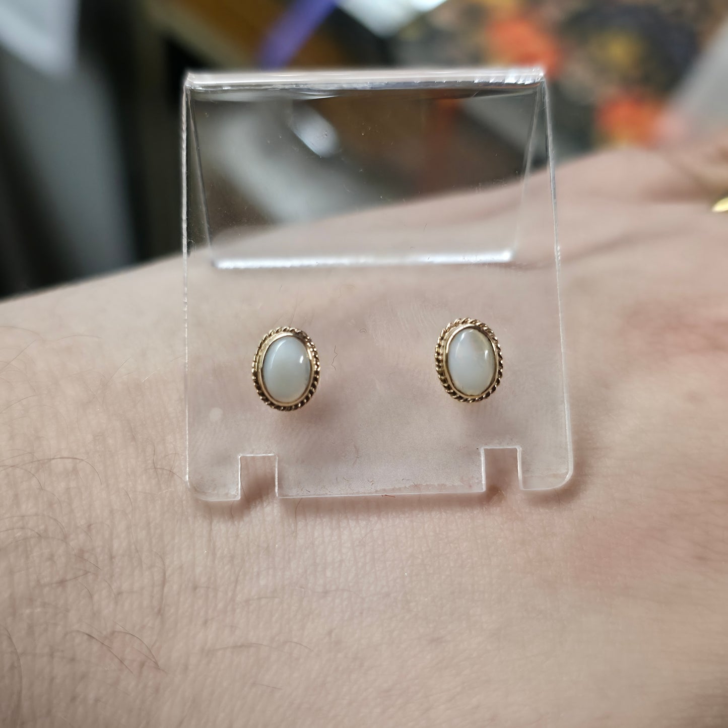 9ct Yellow Gold Small Oval Opal Stud Earrings