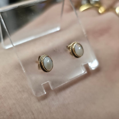 9ct Yellow Gold Small Oval Opal Stud Earrings