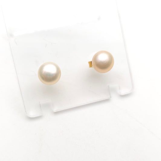 9ct Yellow Gold Creamy White Pearl Stud Earrings (Gold plated butterfly backs)