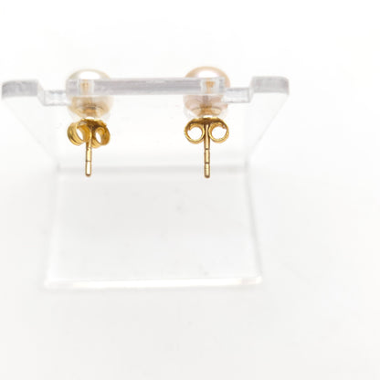 9ct Yellow Gold Creamy White Pearl Stud Earrings (Gold plated butterfly backs)