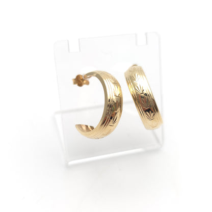 9ct Yellow Gold Diamond Cut Lightweight Hoop Style Earrings