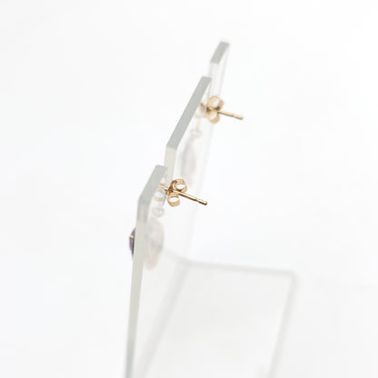 9ct Yellow Gold Oval Cut Amethyst And Diamond Teardrop Shaped Drop Earrings