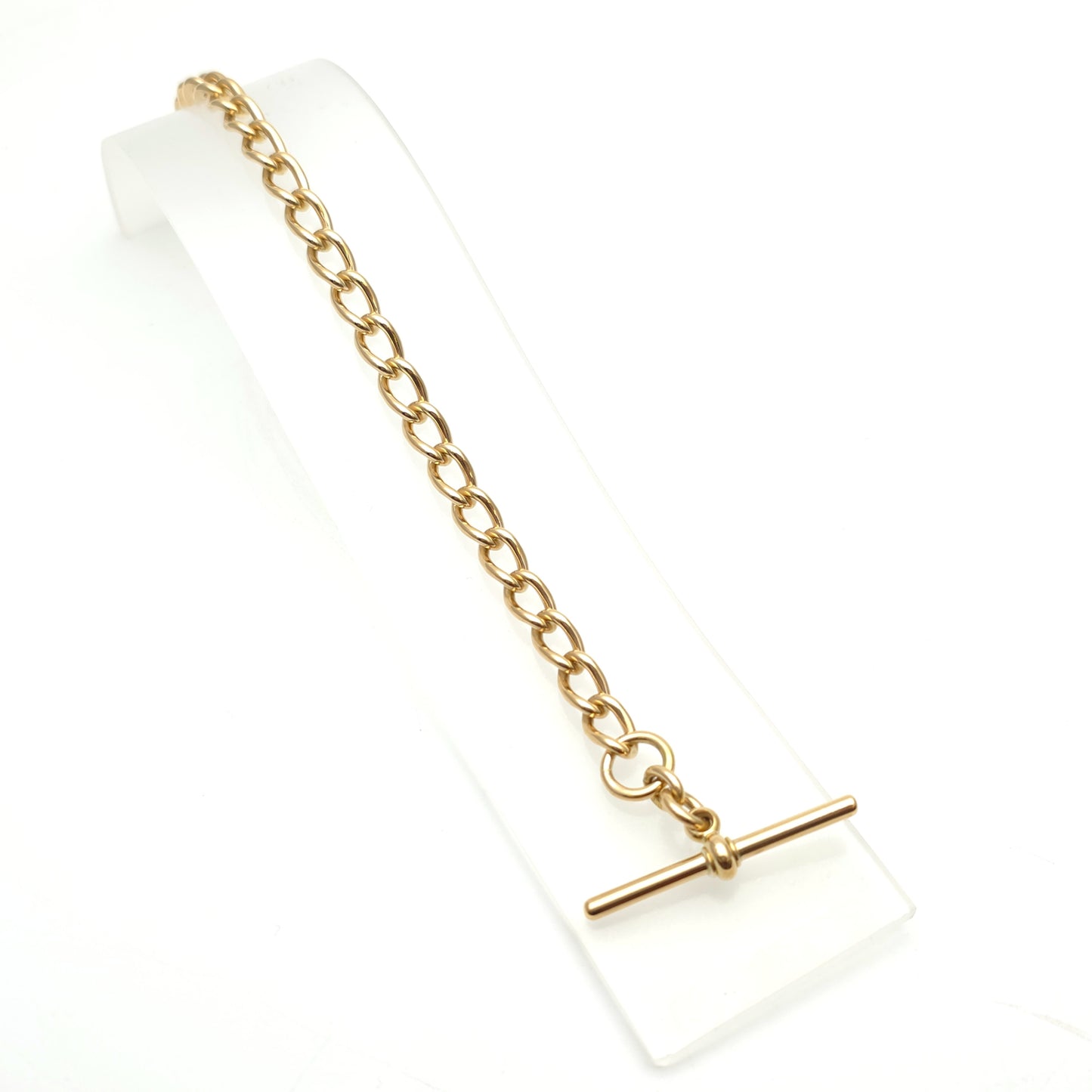 18ct Yellow Gold Heavy Antique Curb Link Bracelet With T-Bar And Swivel Clip