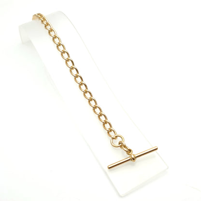 18ct Yellow Gold Heavy Antique Curb Link Bracelet With T-Bar And Swivel Clip