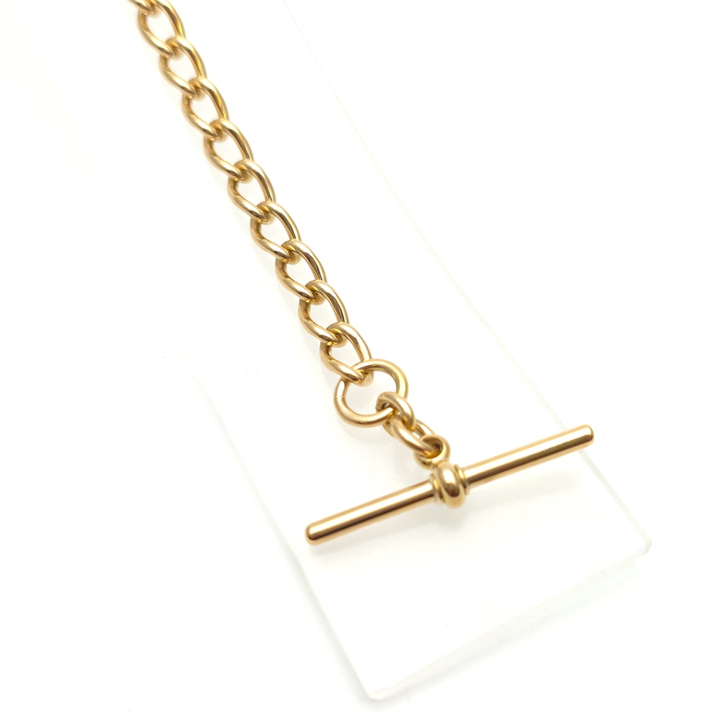 18ct Yellow Gold Heavy Antique Curb Link Bracelet With T-Bar And Swivel Clip