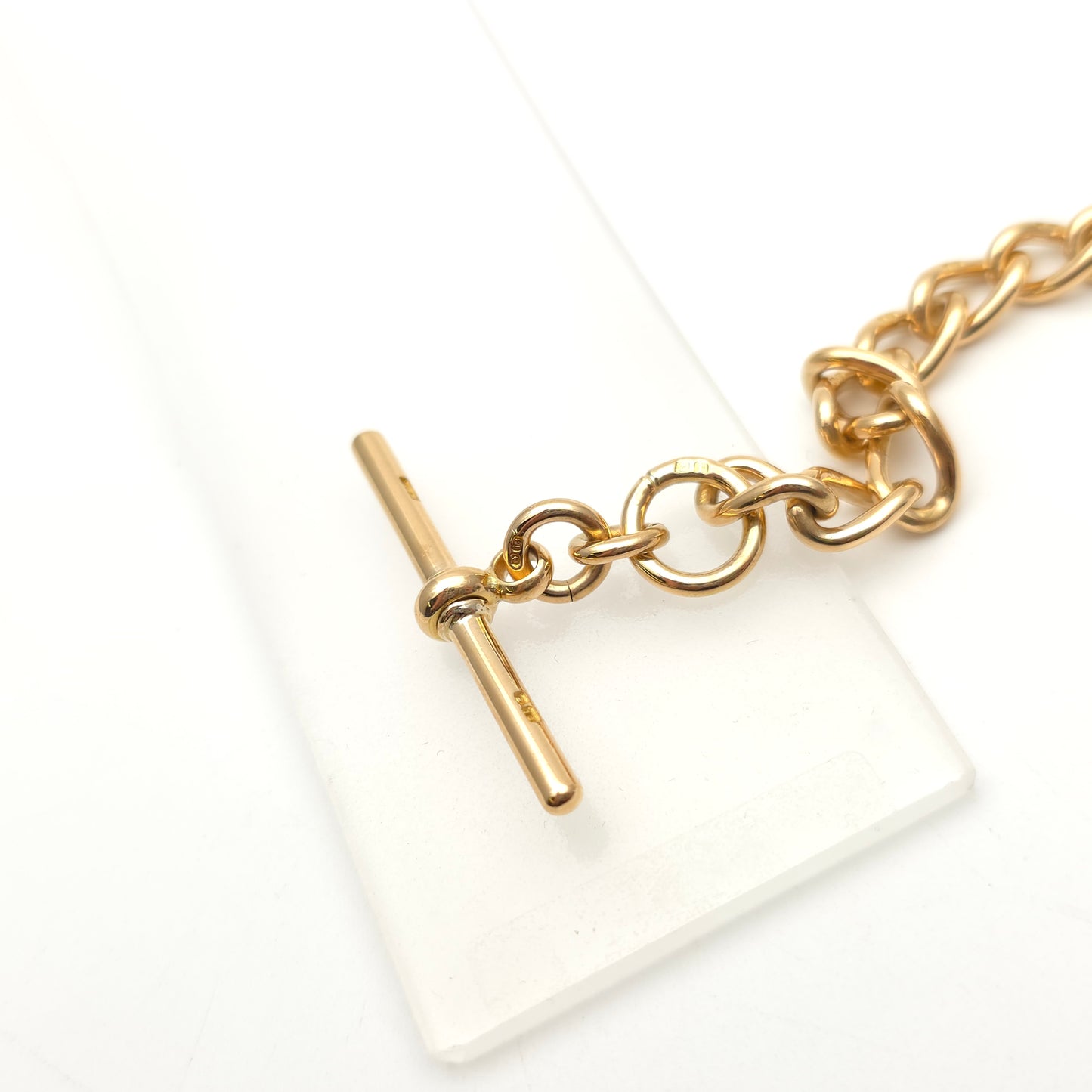 18ct Yellow Gold Heavy Antique Curb Link Bracelet With T-Bar And Swivel Clip