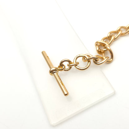 18ct Yellow Gold Heavy Antique Curb Link Bracelet With T-Bar And Swivel Clip