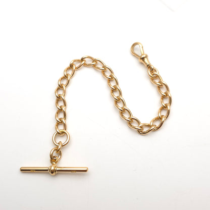 18ct Yellow Gold Heavy Antique Curb Link Bracelet With T-Bar And Swivel Clip