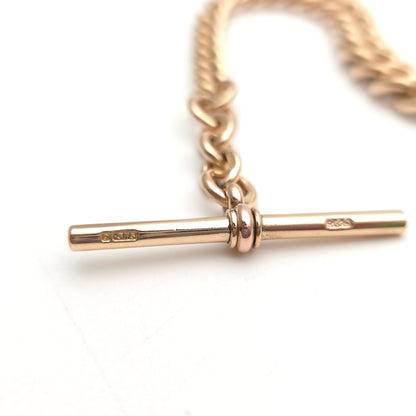 9ct Yellow Gold Heavyweight Chunky Graduated Curb Albert Bracelet With T-Bar