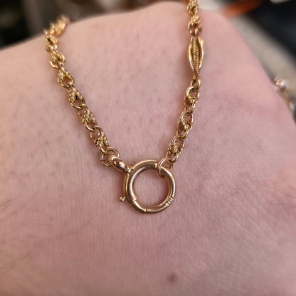 18ct Yellow Gold Antique Rope Style Fancy Link Chain 20 Inch