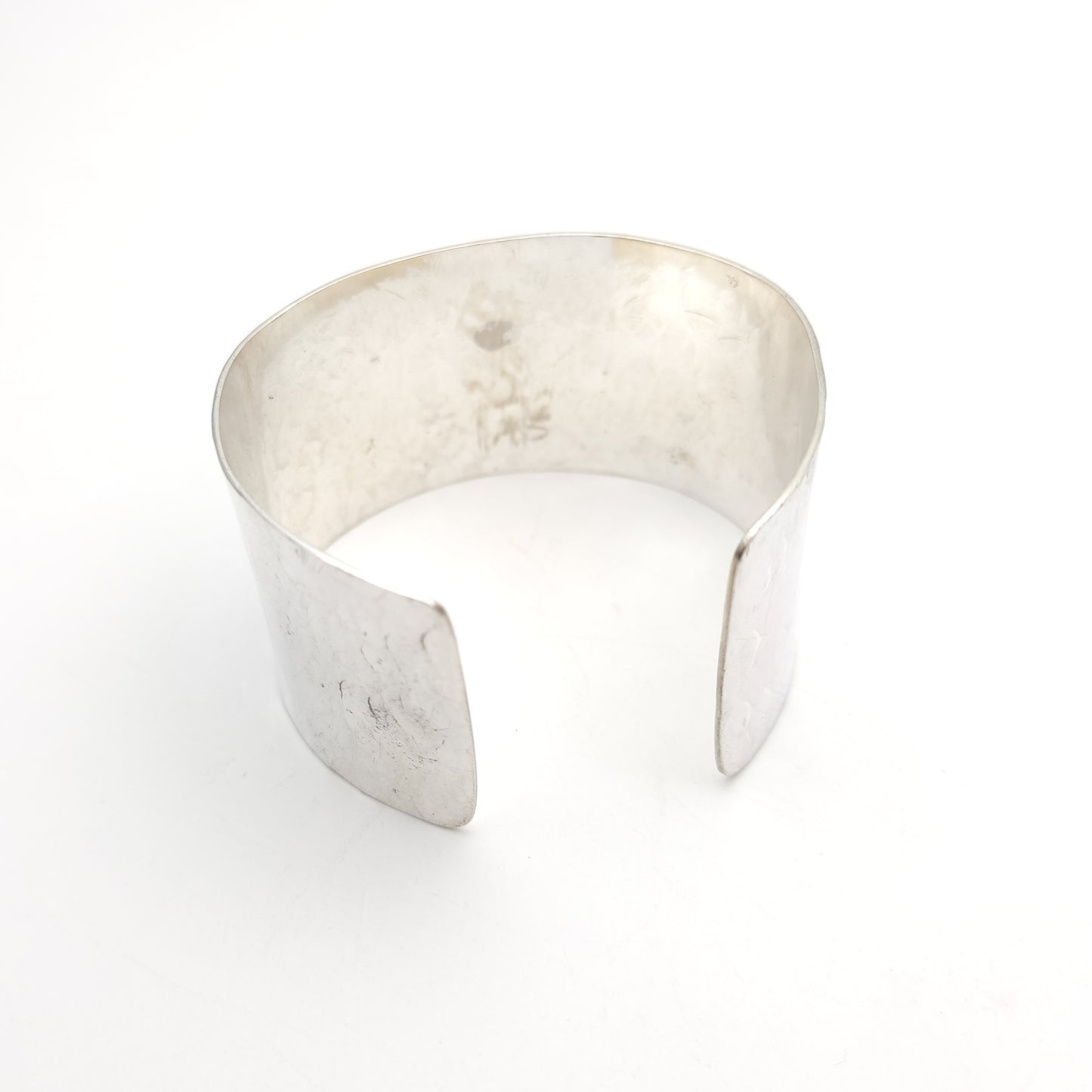 Sterling Silver Extra Wide Hammered Effect Cuff Bangle