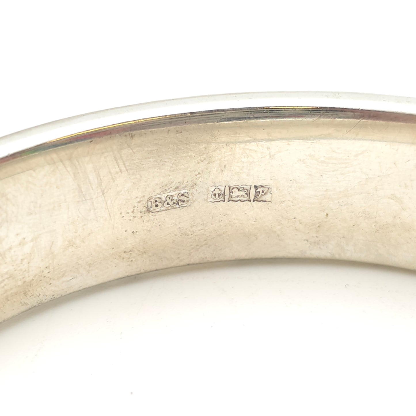 Sterling Silver Vintage Foliate Half Patterned Engraved Wide Hinged Bangle