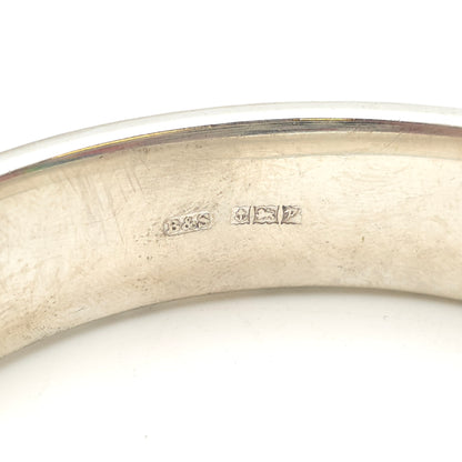 Sterling Silver Vintage Foliate Half Patterned Engraved Wide Hinged Bangle