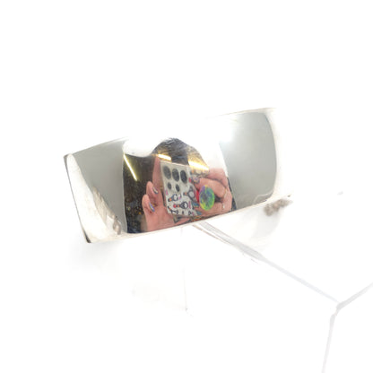 Sterling Silver Vintage Engraved Floral Half Patterned Wide Chunky Bangle