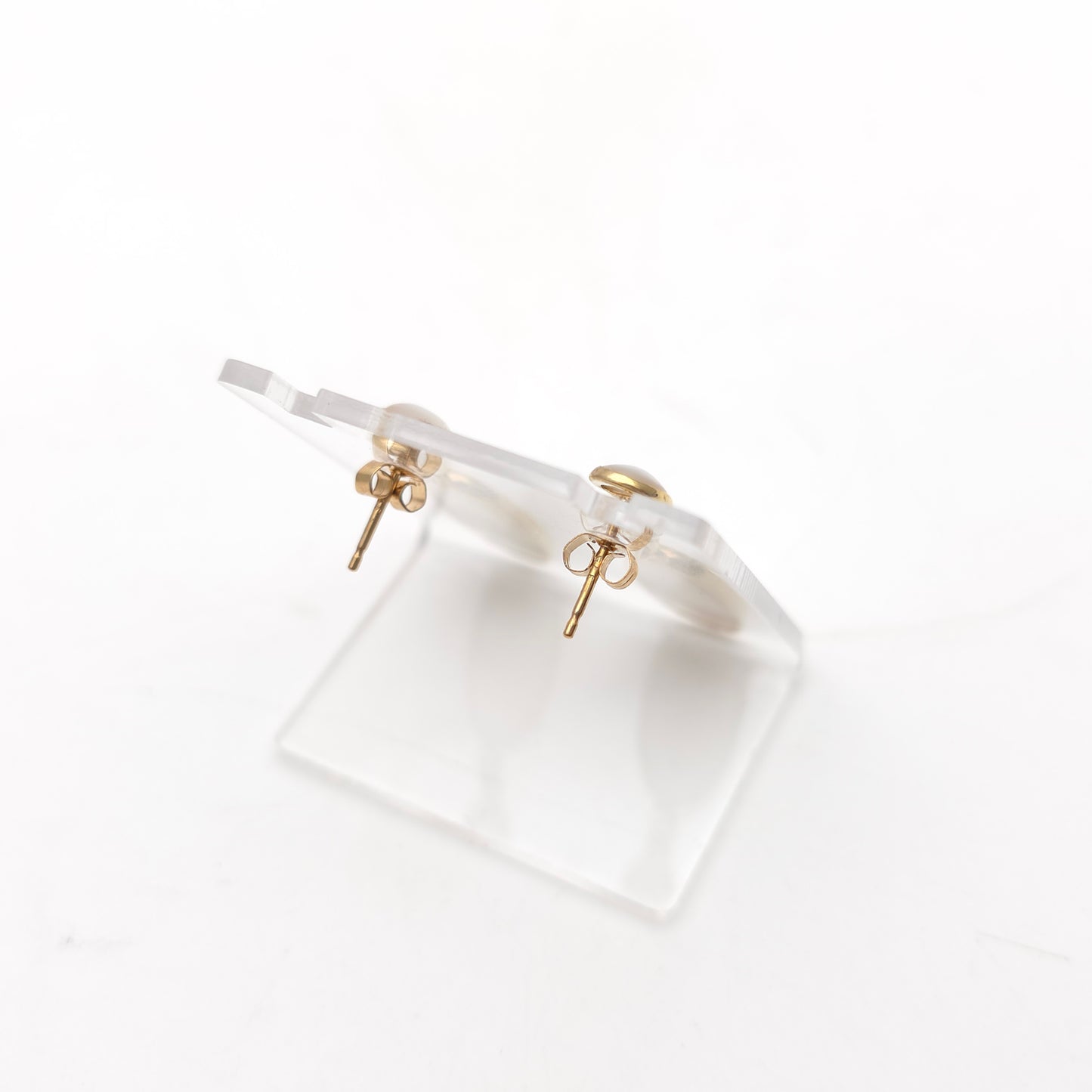 9ct Yellow Gold Oval Mother Of Pearl Bezel Set Panel Drop Earrings