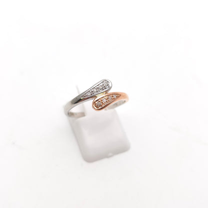 9ct Two-Tone White Gold and Rose Gold Diamond Crossover Ring