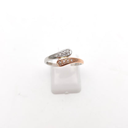 9ct Two-Tone White Gold and Rose Gold Diamond Crossover Ring