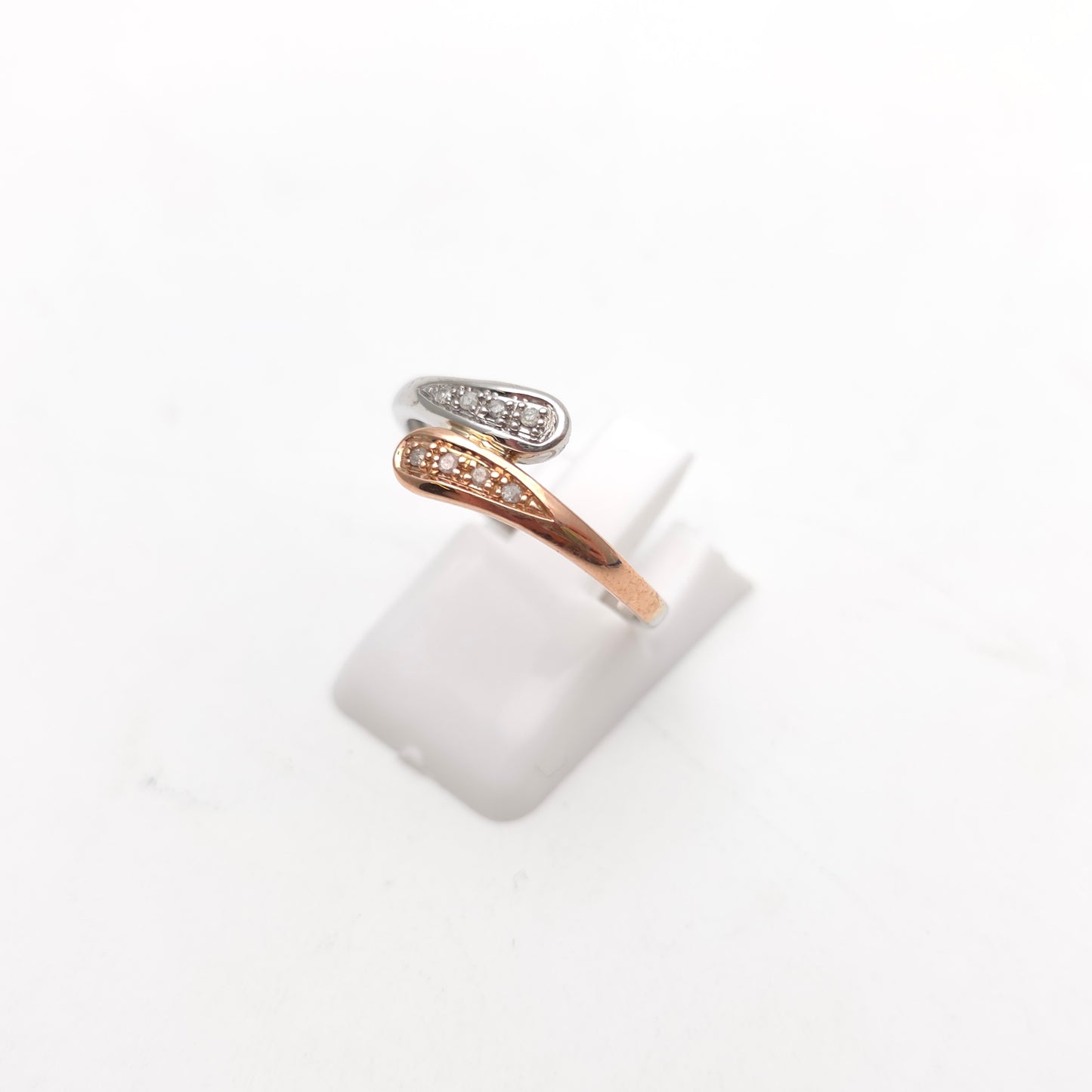 9ct Two-Tone White Gold and Rose Gold Diamond Crossover Ring