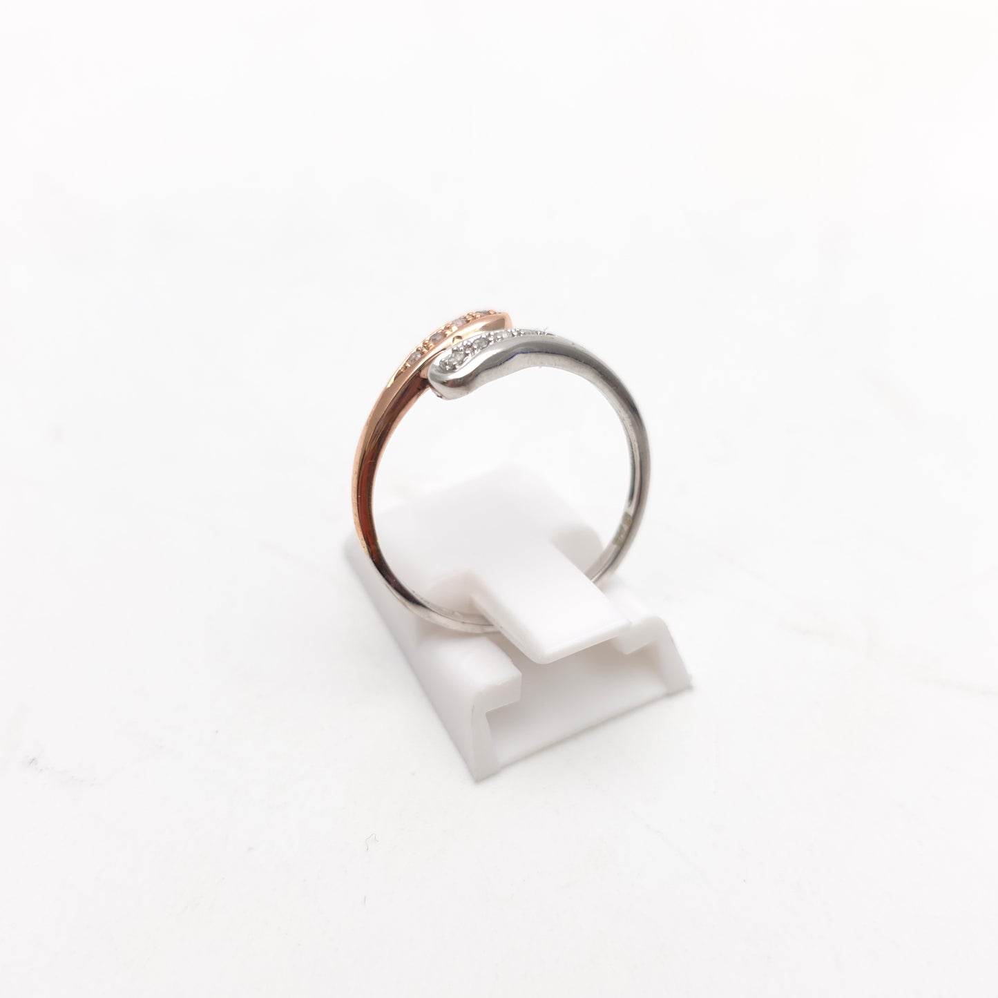 9ct Two-Tone White Gold and Rose Gold Diamond Crossover Ring