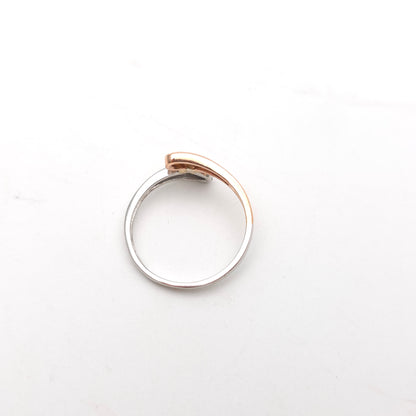 9ct Two-Tone White Gold and Rose Gold Diamond Crossover Ring