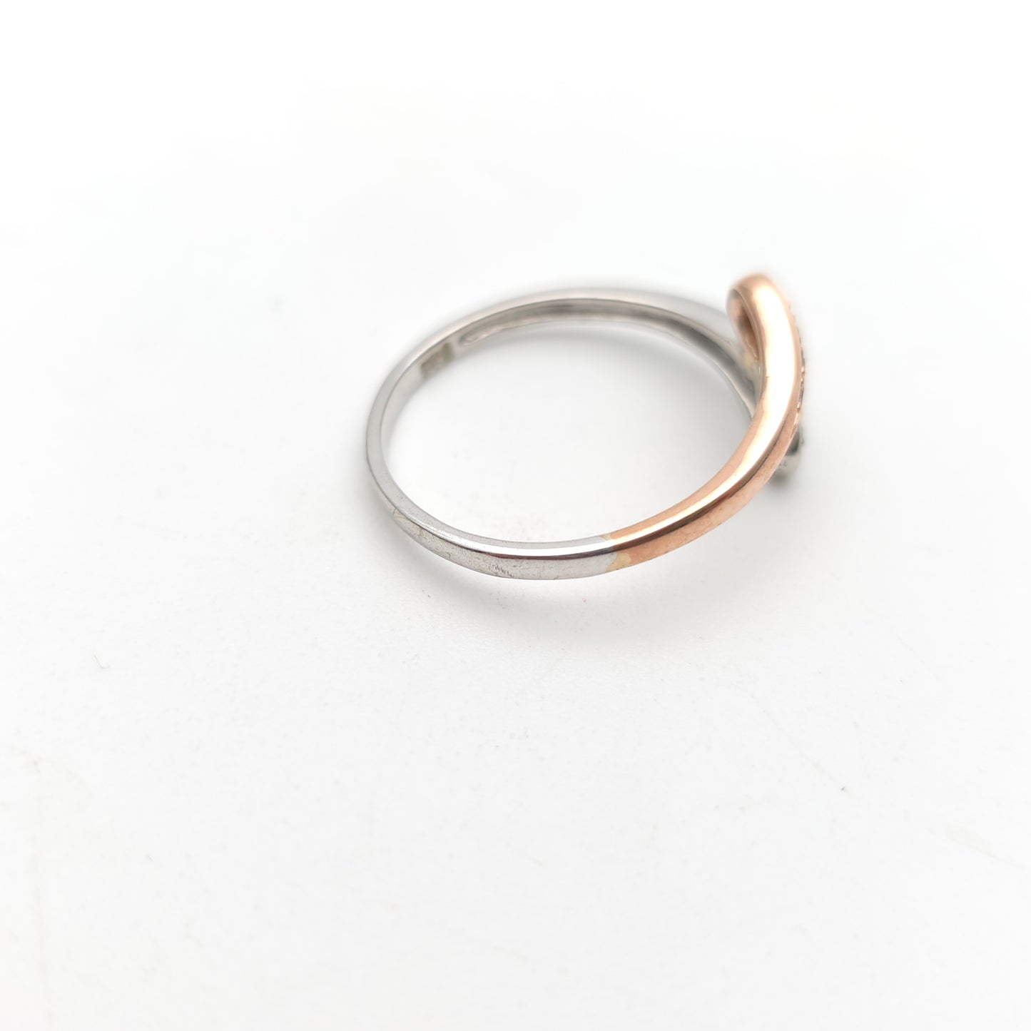 9ct Two-Tone White Gold and Rose Gold Diamond Crossover Ring