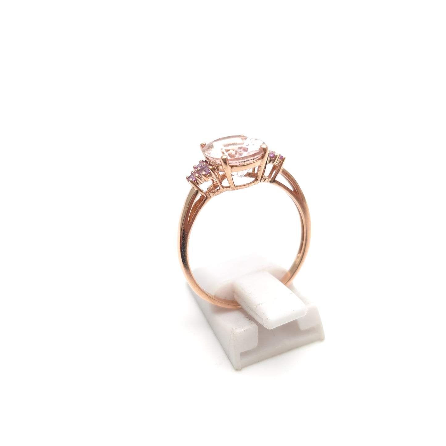 9ct Rose Gold Oval Cut Morganite And Pink Stone Statement Cocktail Ring