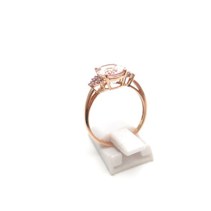 9ct Rose Gold Oval Cut Morganite And Pink Stone Statement Cocktail Ring
