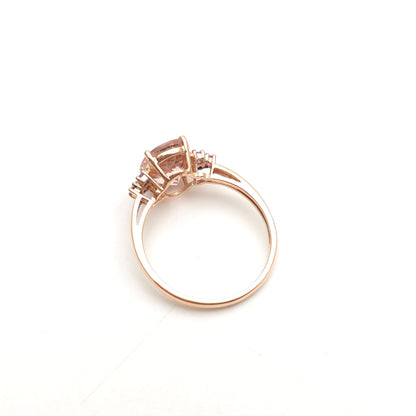 9ct Rose Gold Oval Cut Morganite And Pink Stone Statement Cocktail Ring