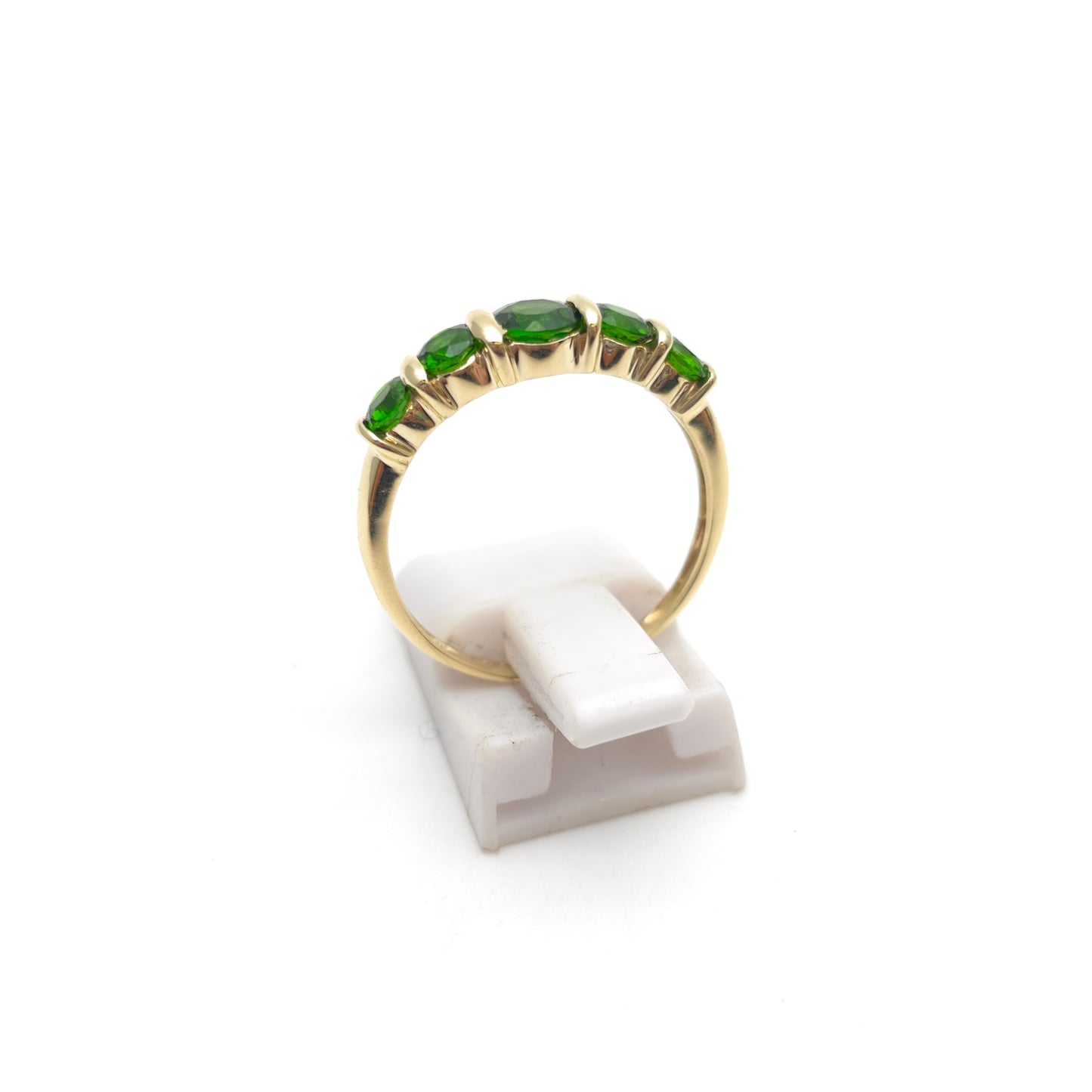 9ct Yellow Gold Graduated Round Cut Diopside Five Stone Row Ring
