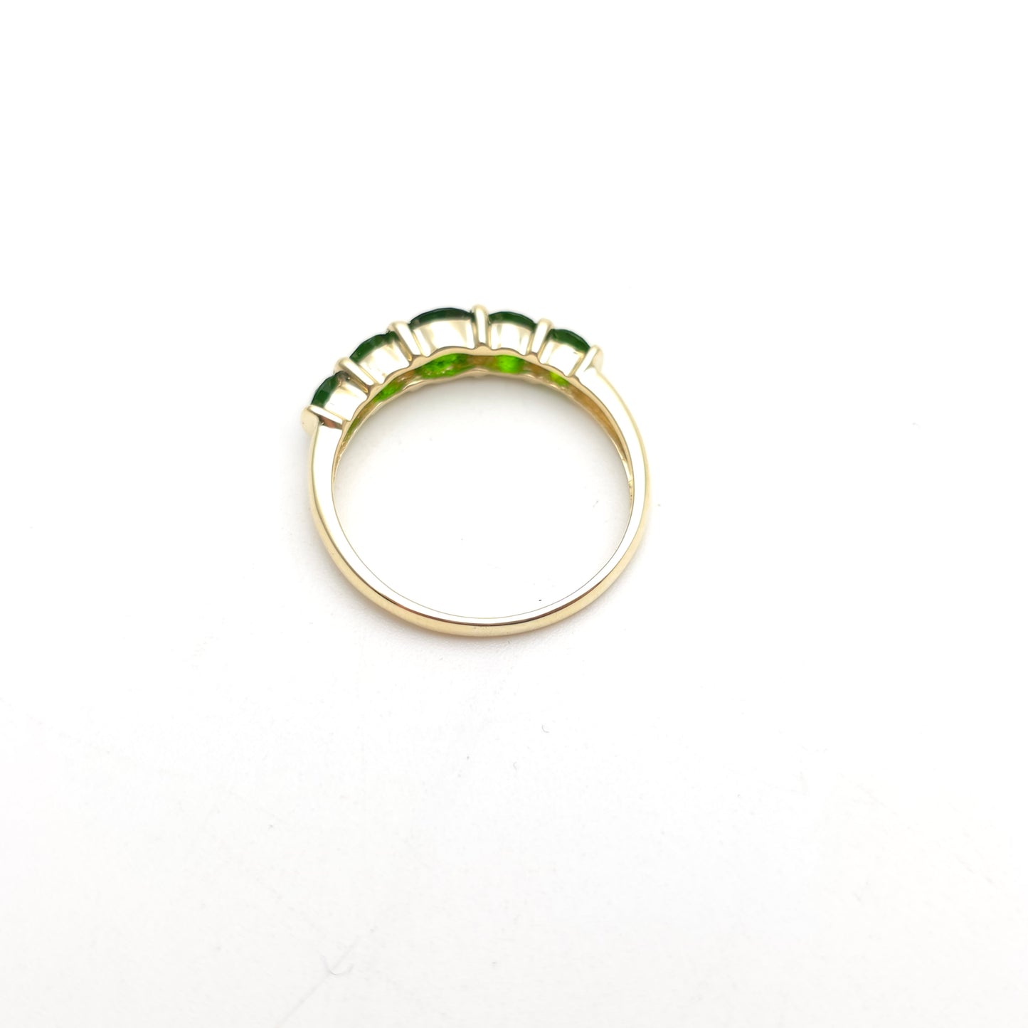 9ct Yellow Gold Graduated Round Cut Diopside Five Stone Row Ring