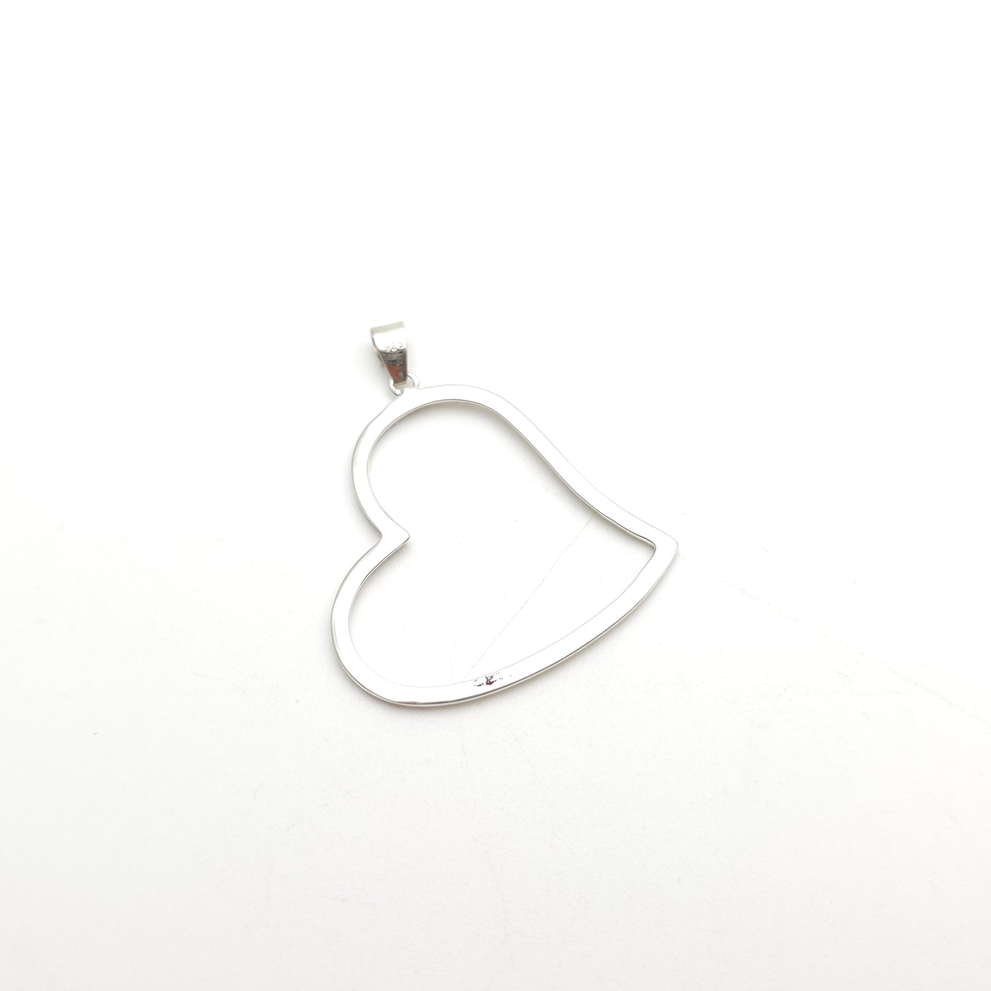 Sterling Silver Single Diamond Set Textured Heart Outline Pendant Piece