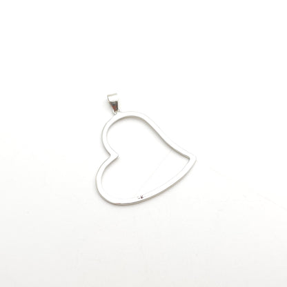 Sterling Silver Single Diamond Set Textured Heart Outline Pendant Piece